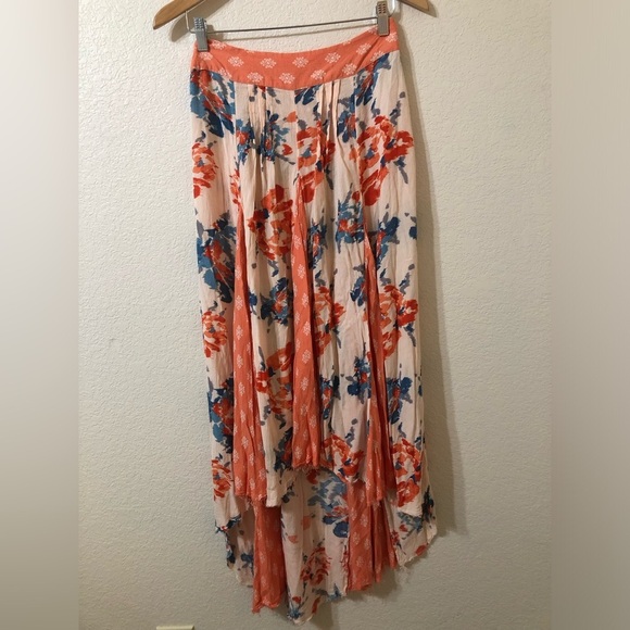 Free People Show You Off Sheer Pleated Boho Patchwork Maxi Skirt - Size Medium - Picture 1 of 5